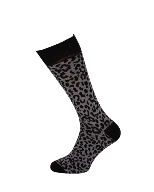 Socks Leopard Print Grey