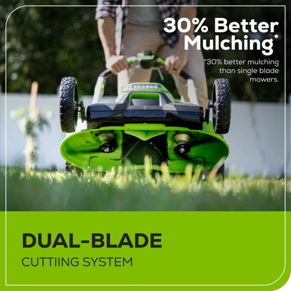 Greenworks 60V 25" Cordless Brushless Self-Propelled Mower + Two (2) 4.0Ah Batteries & Dual Port Charger