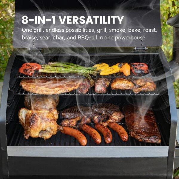 Z GRILLS Powerhouse 1056 sq.in Black Pellet Grill & Smoker 10002B with PID Controller, Foldable Front Shelf and Rain Cover