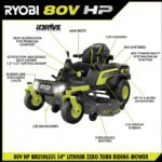 80V Max HP Lithium 54″ Brushless Electric Zero Turn Lawn Mower