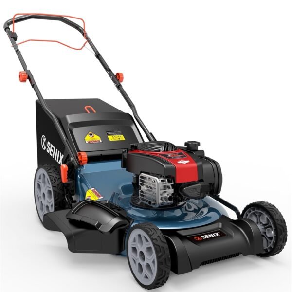 SENIX Self-Propelled Gas Lawn Mower, 22in Cutting Blade / 23in Cutting Deck, 150 cc 4-Cycle Made in Briggs & Stratton Engine , 3-In-1, 6-Position Adjustment, 11in Rear Wheels, LSSG-H3