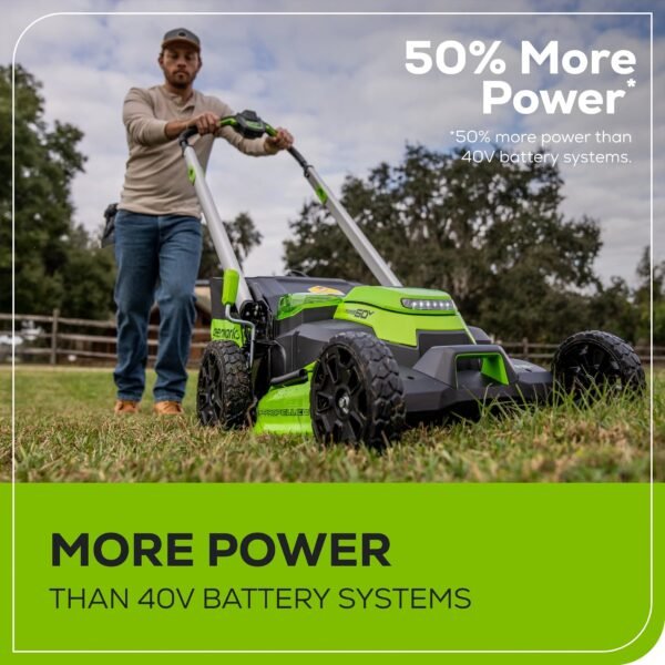 Greenworks 60V 25" Cordless Brushless Self-Propelled Mower + Two (2) 4.0Ah Batteries & Dual Port Charger