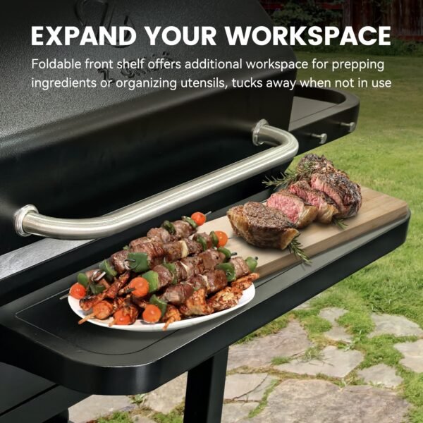 Z GRILLS Powerhouse 1056 sq.in Black Pellet Grill & Smoker 10002B with PID Controller, Foldable Front Shelf and Rain Cover