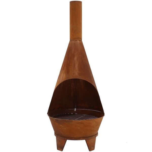 Sunnydaze 75" Mexican-Style Rust Patina Finish Steel Wood-Burning Chiminea with Grill Grate