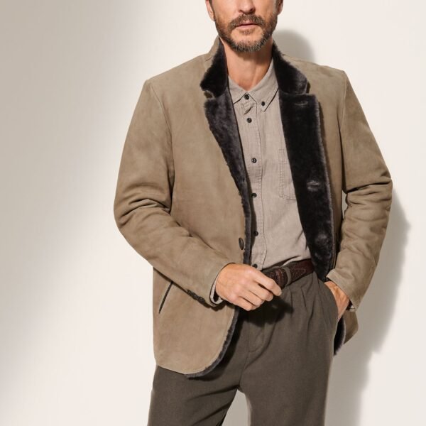 Austin Suede Leather Blazer with Shearling Lining