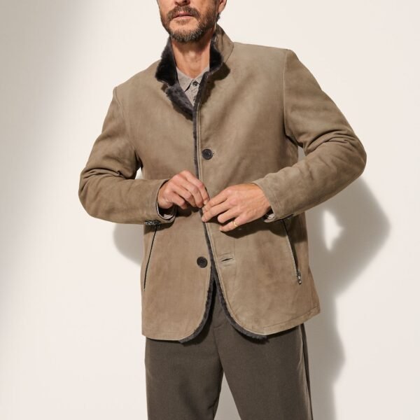 Austin Suede Leather Blazer with Shearling Lining