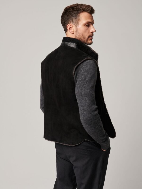 August Suede Leather Vest with Shearling Lining