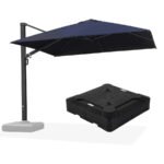PURPLE LEAF Outdoor Patio Umbrella with Base, Garden Pool Umbrella, Navy Blue