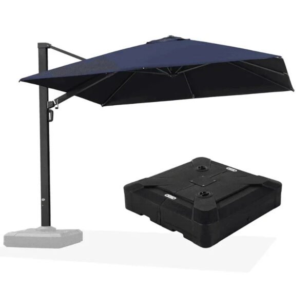 PURPLE LEAF Outdoor Patio Umbrella with Base, Garden Pool Umbrella, Navy Blue