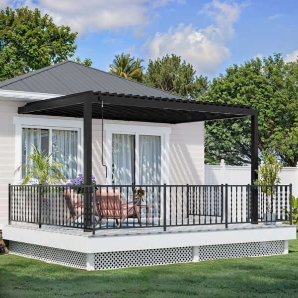 14x10 Evanston Wall Mounted Louvered Pergola