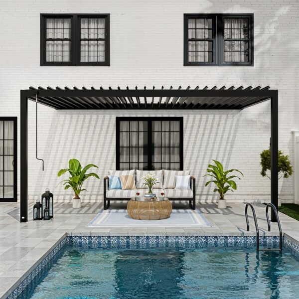 16x10 Evanston Wall Mounted Louvered Pergola