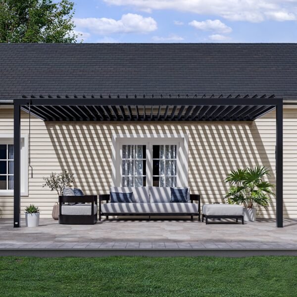 18x10 Evanston Wall Mounted Louvered Pergola