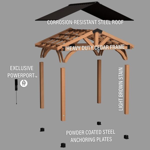 12x10 Arlington Gazebo with Electric - Lt Brown