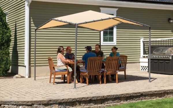 10x10 Pacifica Gazebo Canopy Charcoal Frame and Marzipan Tan Cover