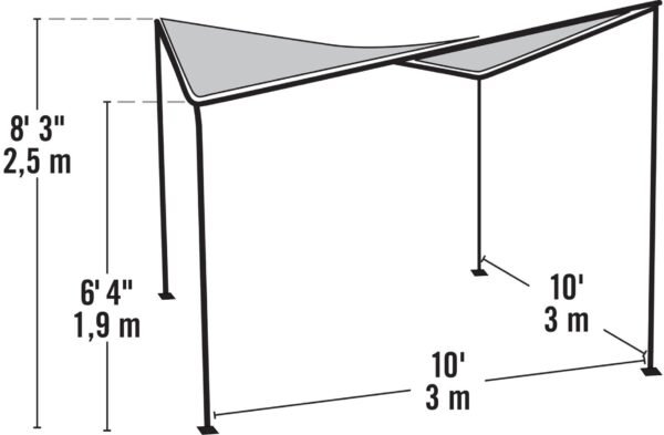 10x10 Del Ray Gazebo Canopy Charcoal Frame Tan Cover