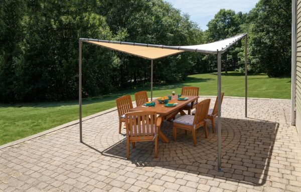 10x10 Del Ray Gazebo Canopy Charcoal Frame Tan Cover