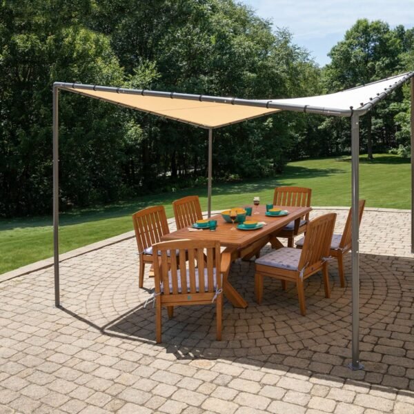10x10 Del Ray Gazebo Canopy Charcoal Frame Tan Cover
