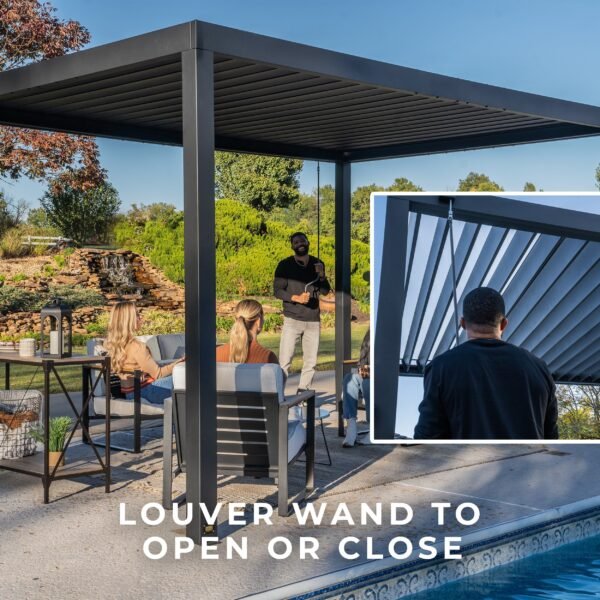 14x10 Sarasota Steel Louvered Pergola