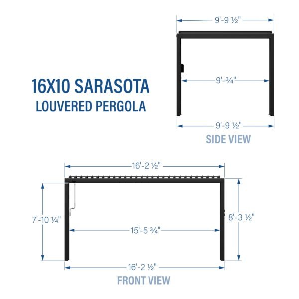 16x10 Sarasota Steel Louvered Pergola