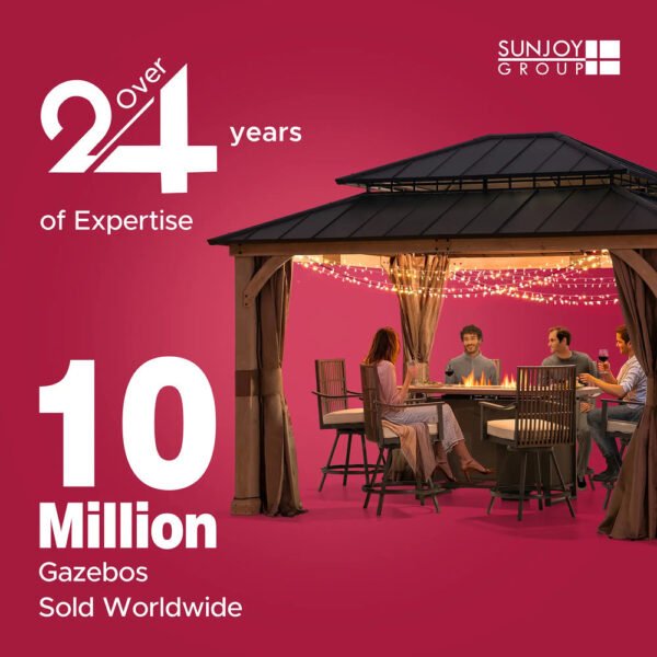 SUNJOY 10x10 White Pergola with Adjustable Canopy Roof