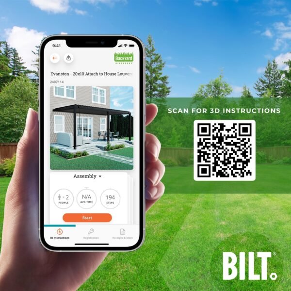 20x10 Evanston Wall Mounted Louvered Pergola