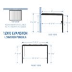 12x10 Evanston Wall Mounted Louvered Pergola