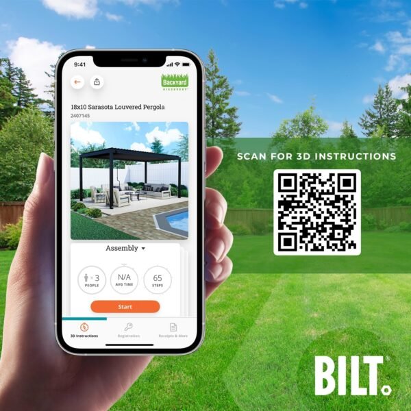 18x10 Sarasota Steel Louvered Pergola