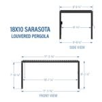 18x10 Sarasota Steel Louvered Pergola