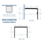 10x10 Evanston Wall Mounted Louvered Pergola