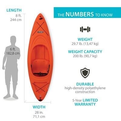 Lifetime Pacer 80 Sit-Inside Kayak (Paddle Included)