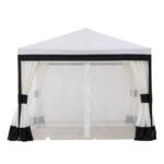 SUNJOY 10x10 White Gazebo with Curtain and Netting