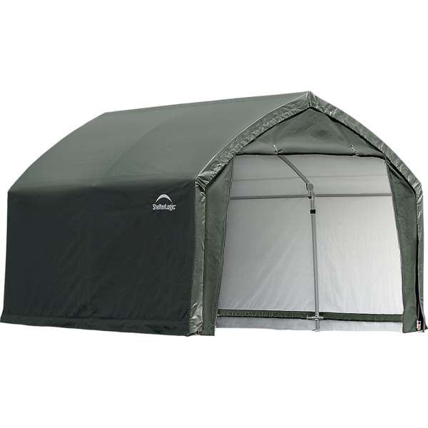 AccelaFrame™ Garage, 12 ft. x 10 ft. x 9 ft. Standard PE 9 oz. Green
