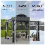 SUNJOY 10x10 Hardtop Gazebo with Aluminum Frame, Netting, and Curtain