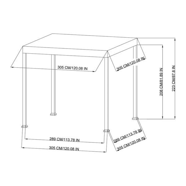 SUNJOY 10x10 White Steel Flat Top Gazebo with Ceiling Hook