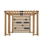 SUNJOY 10x10 Wooden Pergola with Privacy Screen & Hanging Planters