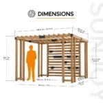 SUNJOY 10x10 Wooden Pergola with Privacy Screen & Hanging Planters