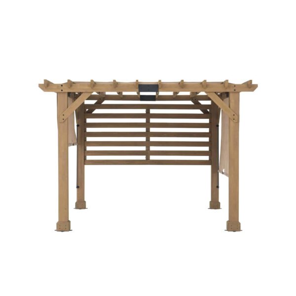 SUNJOY 10x11 Outdoor Wooden Hot Tub Pergola with Adjustable Canopy