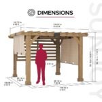 SUNJOY 10x11 Outdoor Wooden Hot Tub Pergola with Adjustable Canopy