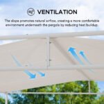 SUNJOY 10x10 Darkeford Metal Pergola with Sling Fabric Canopy - White
