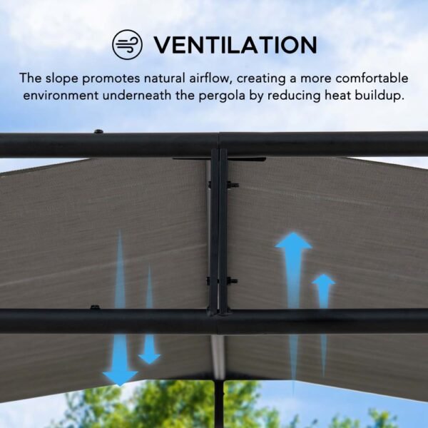 SUNJOY 10x10 Darkeford Metal Pergola with Sling Fabric Canopy - Black