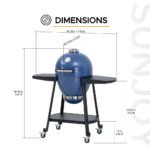 SUNJOY 20 Inch Charcoal Grill, Kamado Grill with Pizza Stone, Ultimate Egg BBQ Grill and Smoker with Wheels - Blue