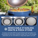 SUNJOY 20 Inch Charcoal Grill, Kamado Grill with Pizza Stone, Ultimate Egg BBQ Grill and Smoker with Wheels - Blue