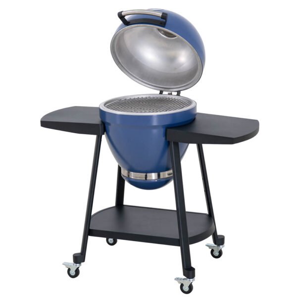 SUNJOY 20 Inch Charcoal Grill, Kamado Grill with Pizza Stone, Ultimate Egg BBQ Grill and Smoker with Wheels - Blue