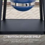 SUNJOY 20 Inch Charcoal Grill, Kamado Grill with Pizza Stone, Ultimate Egg BBQ Grill and Smoker with Wheels - Blue