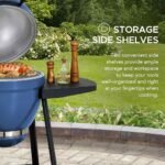 SUNJOY 20 Inch Charcoal Grill, Kamado Grill with Pizza Stone, Ultimate Egg BBQ Grill and Smoker with Wheels - Blue