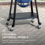 SUNJOY 20 Inch Charcoal Grill, Kamado Grill with Pizza Stone, Ultimate Egg BBQ Grill and Smoker with Wheels - Blue