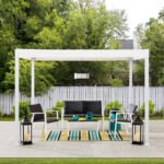 SUNJOY 10x10 White Steel Flat Top Gazebo with Ceiling Hook