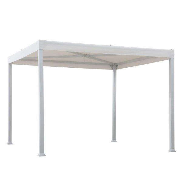 SUNJOY 10x10 White Steel Flat Top Gazebo with Ceiling Hook