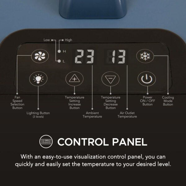 SUNJOY IceCove Portable Air Conditioner with Power Bank and Solar Panel for Outdoor Tents and Indoors - Blue