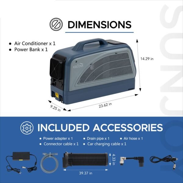 SUNJOY IceCove Portable Air Conditioner with Power Bank and Solar Panel for Outdoor Tents and Indoors - Blue